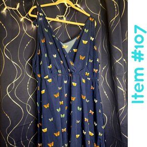 4x tie-top sundress navy with butterflies